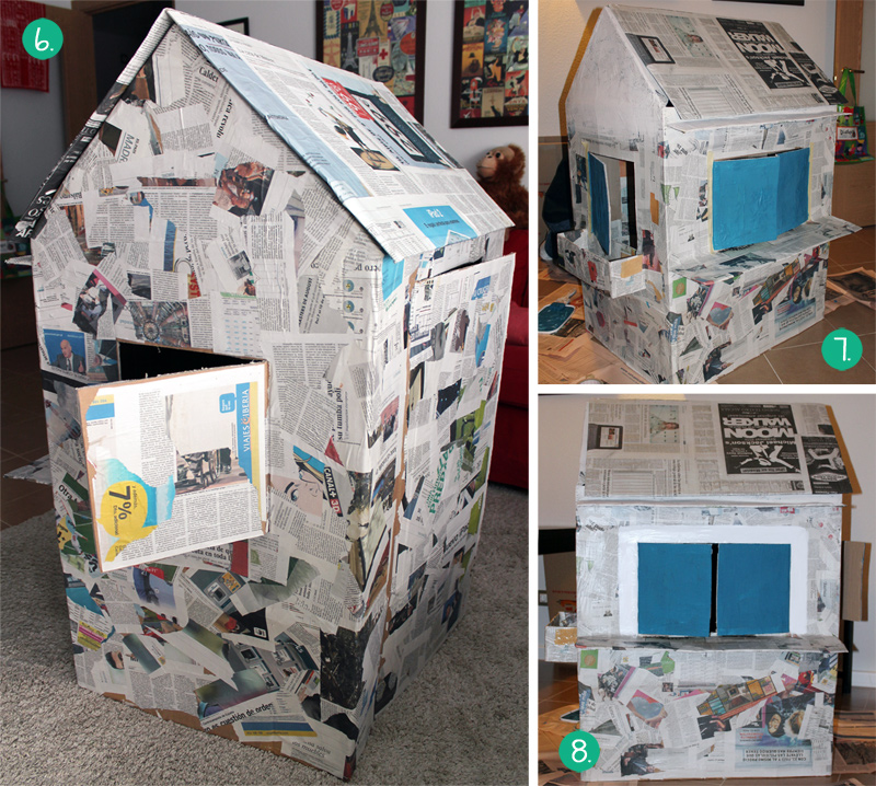 Cómo hacer una casita de cartón, empapelar y pintar