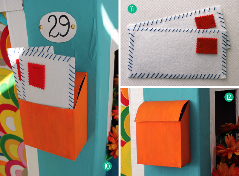 casita carton 05 - Cómo hacer una casita de cartón, buzón y cartas de fieltro