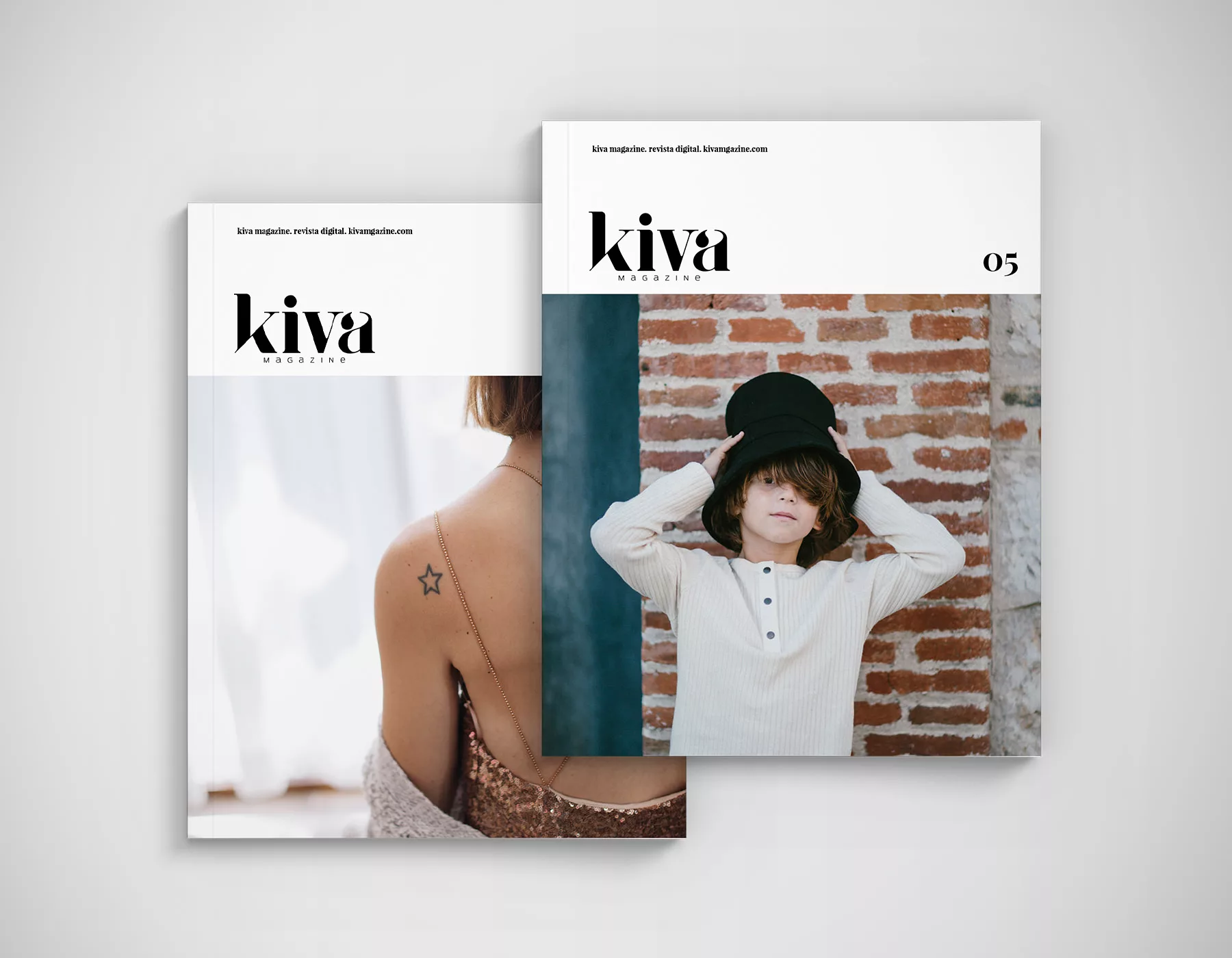 Diseño gráfico, maquetación y páginas web. Portadas Kiva magazine, revista digital