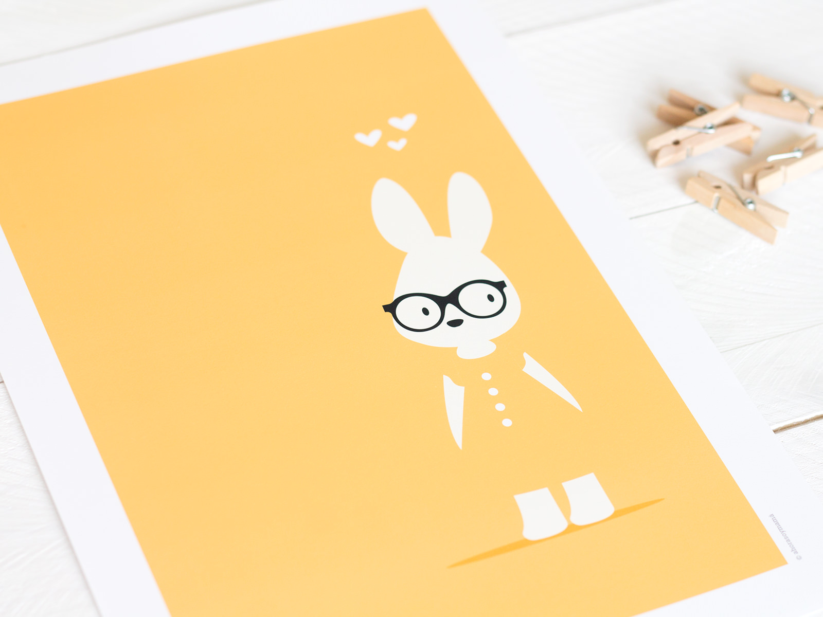 lamina conejo amarillo 1 - Lámina conejo con gafas, color amarillo