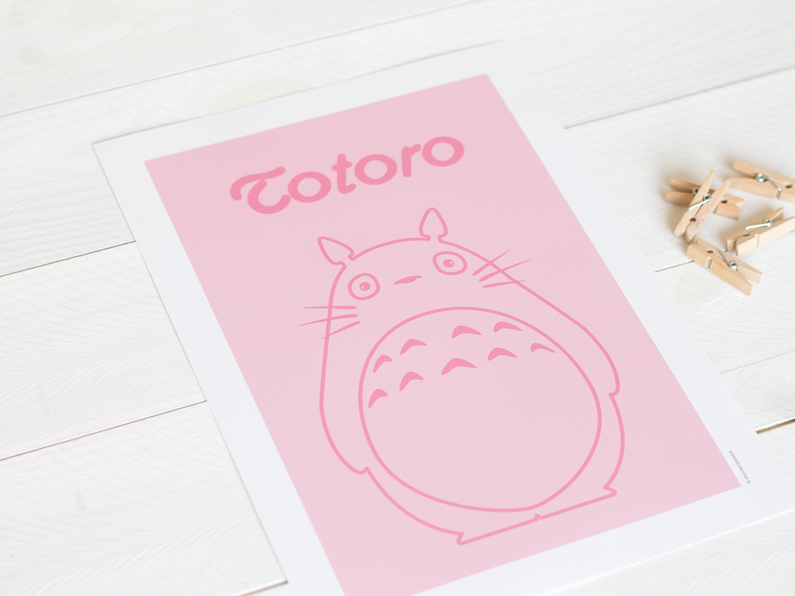 lamina totoro rosa 2 - Lámina Totoro rosa