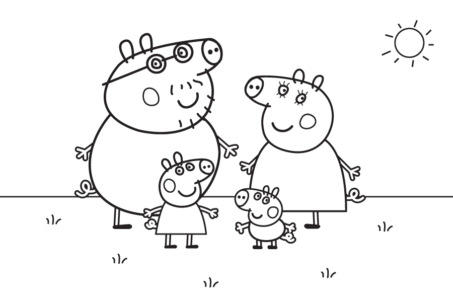 peppa pig colorear 2 - Dibujo de Peppa Pig para colorear. Familia