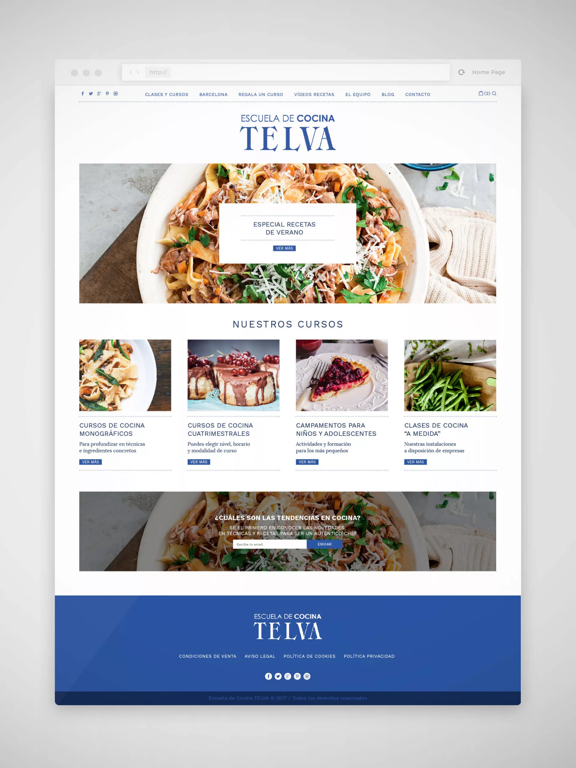 Diseño web Escuela de Cocina TELVA