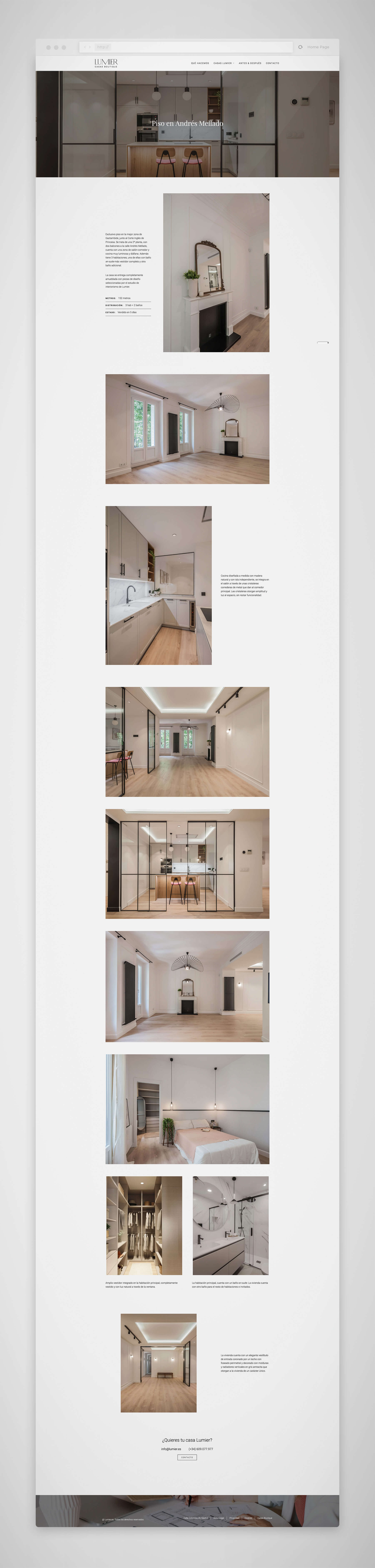 Diseño páginas web Madrid, Lumier casas boutique