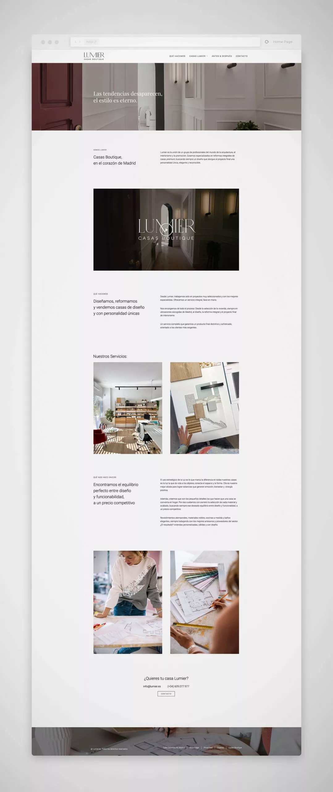 Diseño páginas web Madrid, Lumier casas boutique