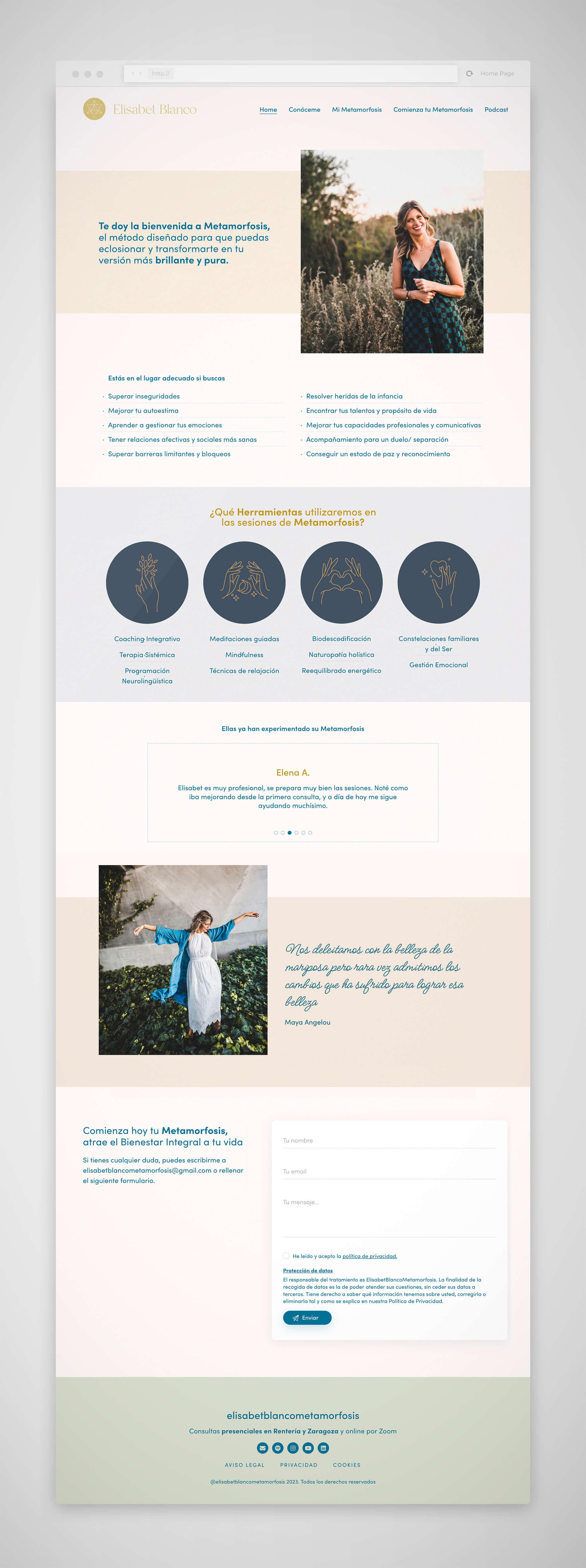 Diseño de página web Elisabet Blanco Metamorfosis