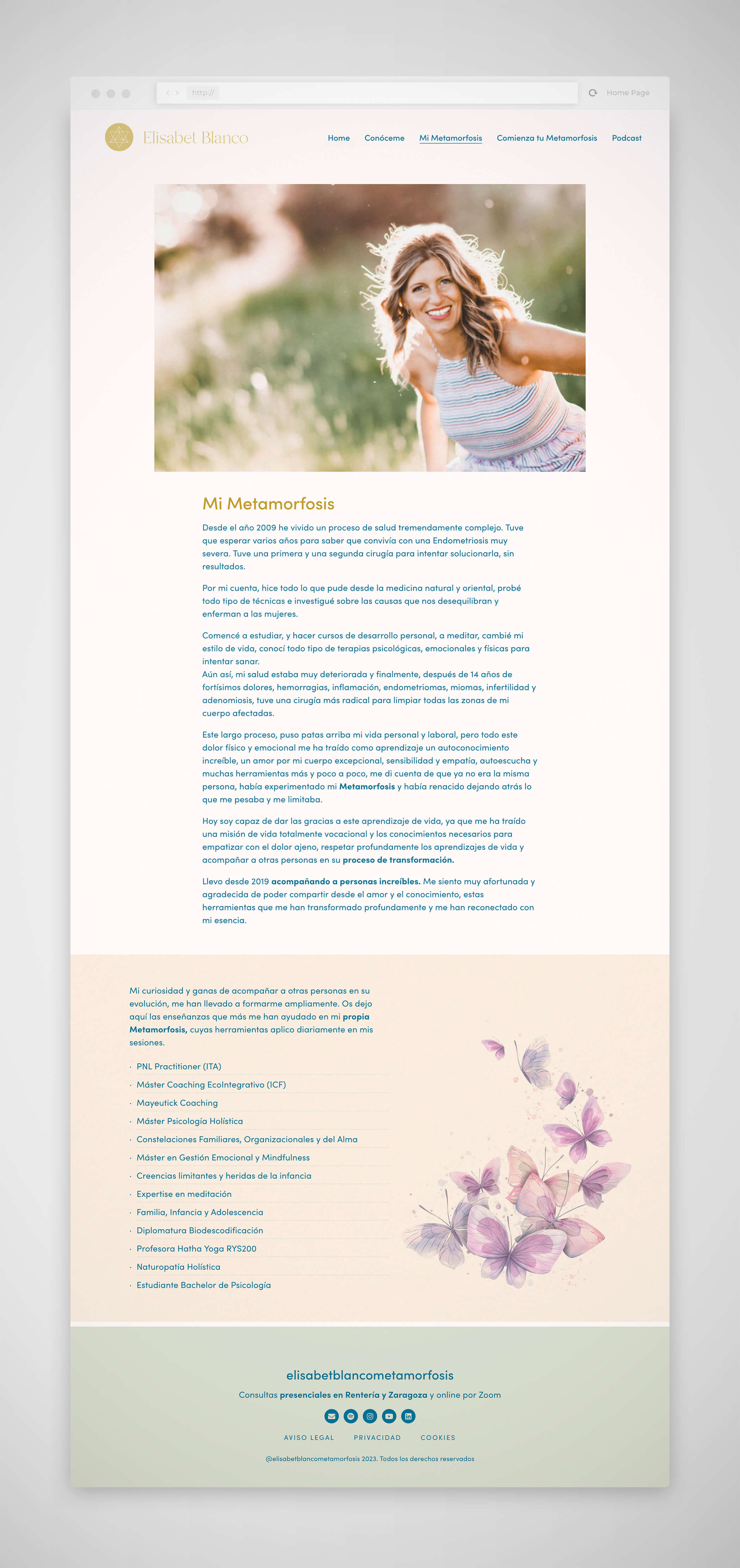 Diseño de página web Elisabet Blanco Metamorfosis