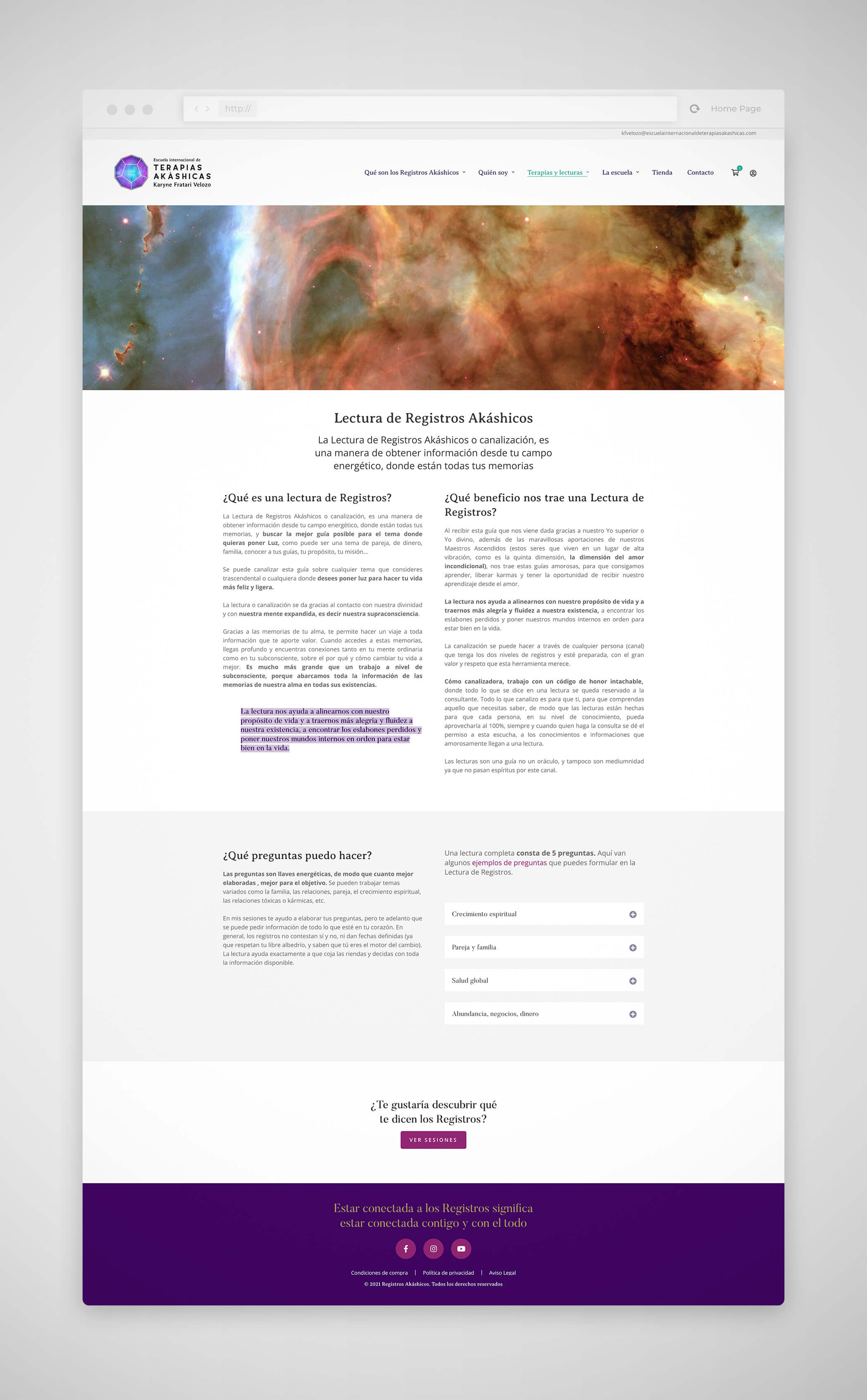 web terapiasakashicas 4 - Diseño páginas web Madrid, registros akashicas