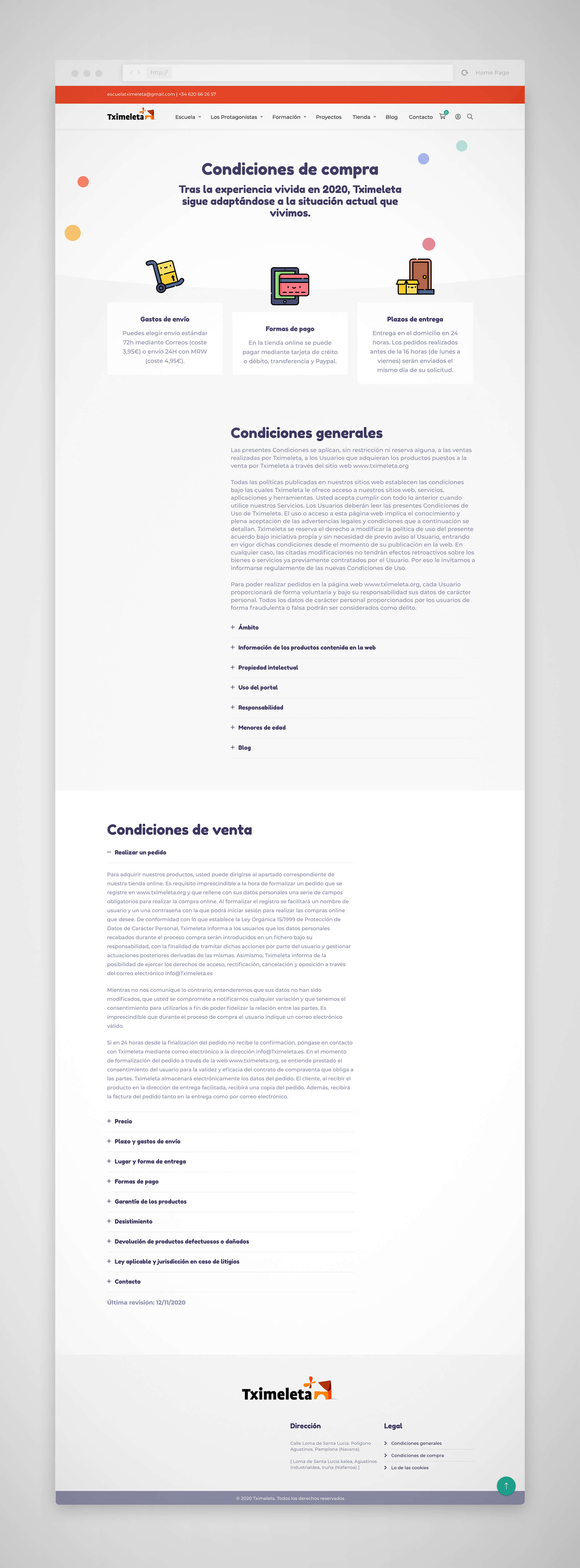 web txime condiciones - Diseño páginas web Madrid, escuela libre Tximeleta