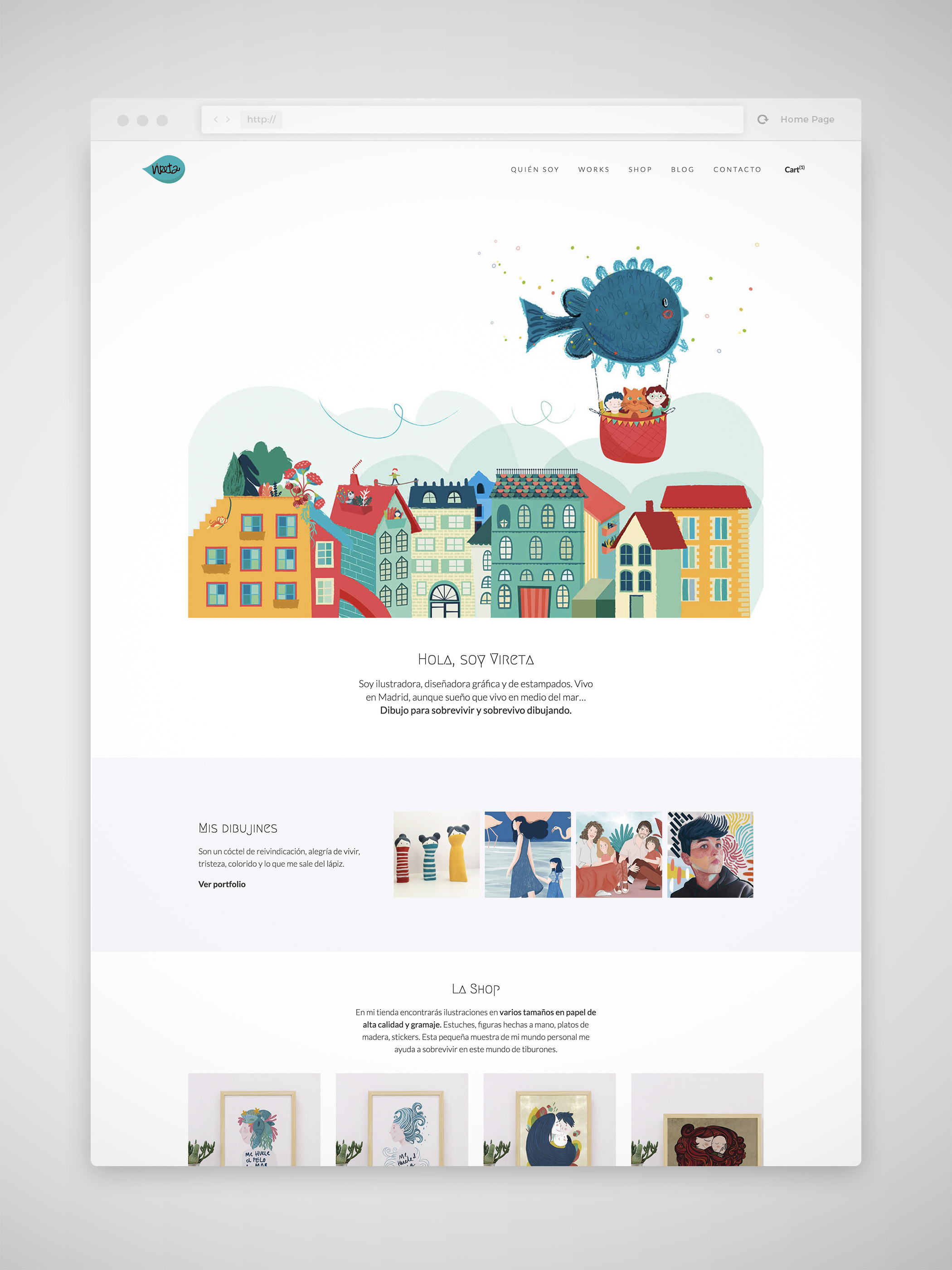 web vireta 1 - Diseño páginas web, ilustradora Vireta